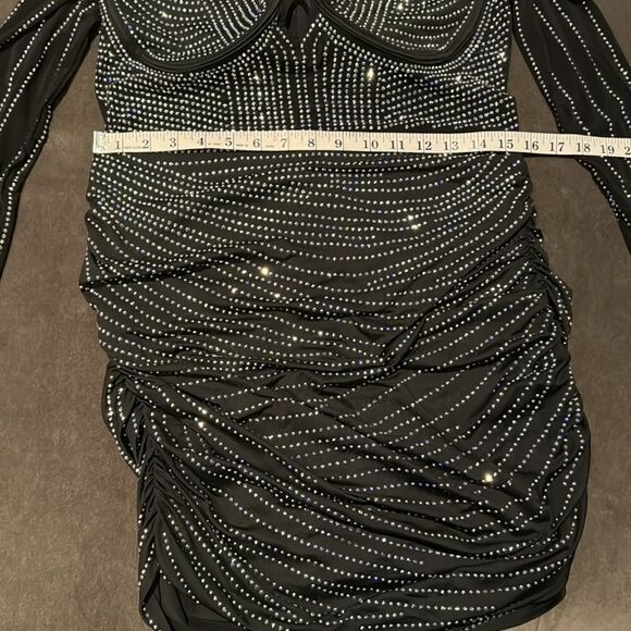 Women’s Short Sexy Black Beaded BodyCon Party Dress Deep V-Neck Size XXL NWOT - Picture 14 of 14